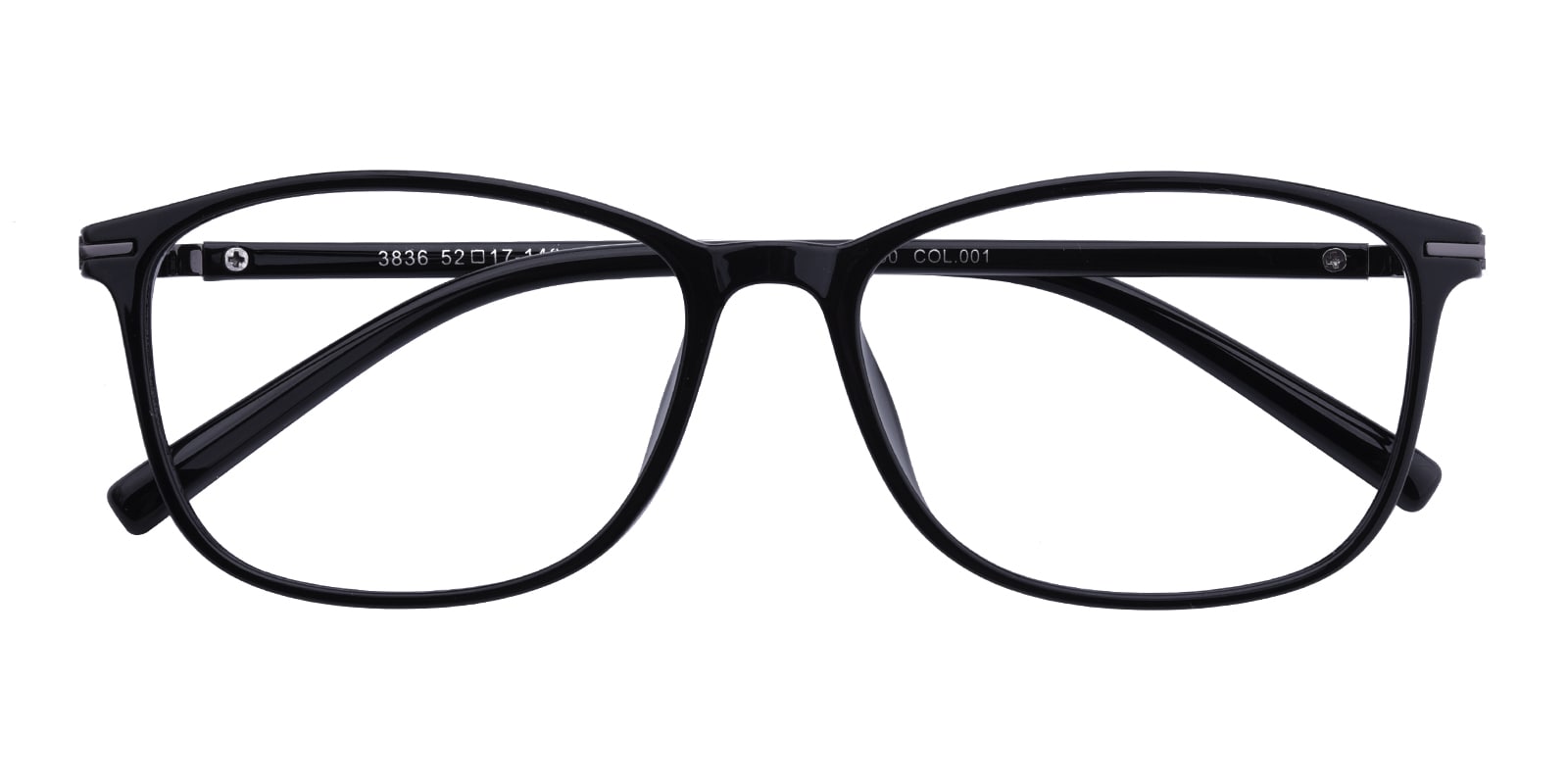 Rectangle Eyeglasses, Full Frame Black TR90 - FP1768