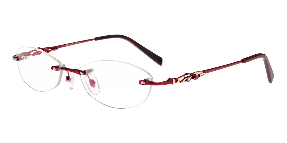 Candice Red Oval Metal Eyeglasses