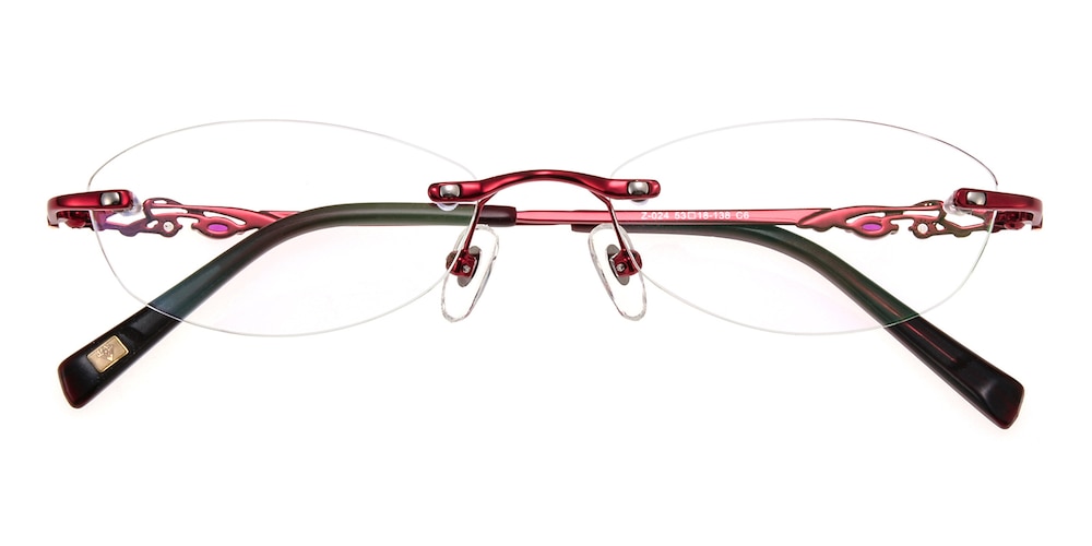 Candice Red Oval Metal Eyeglasses