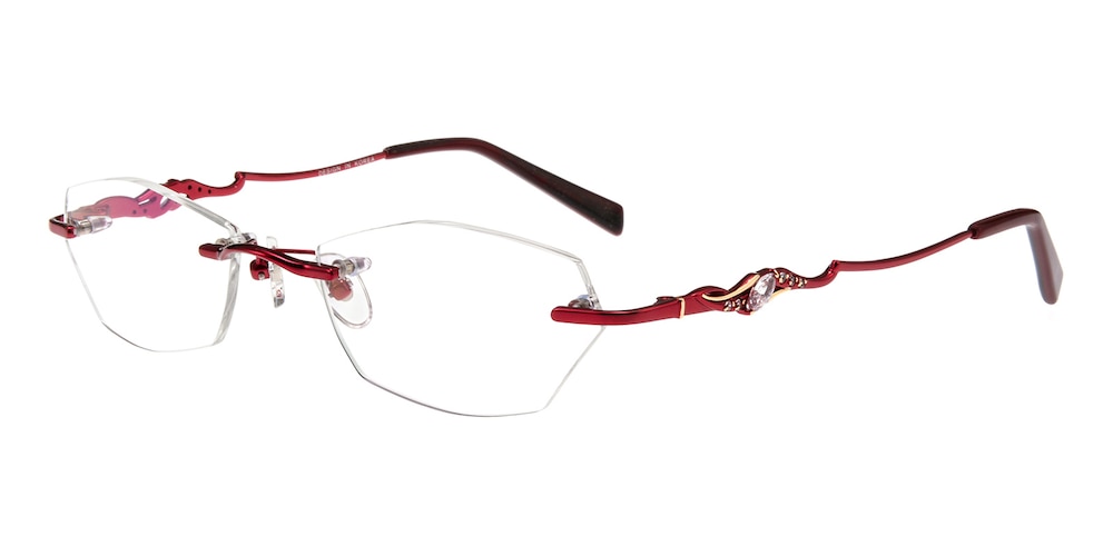 Cara Red Polygon Metal Eyeglasses