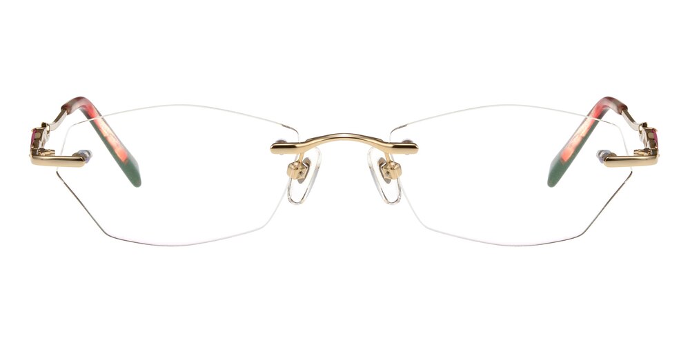 Cara Golden Polygon Metal Eyeglasses