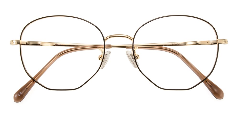 Timothy Black/Golden Polygon Metal Eyeglasses
