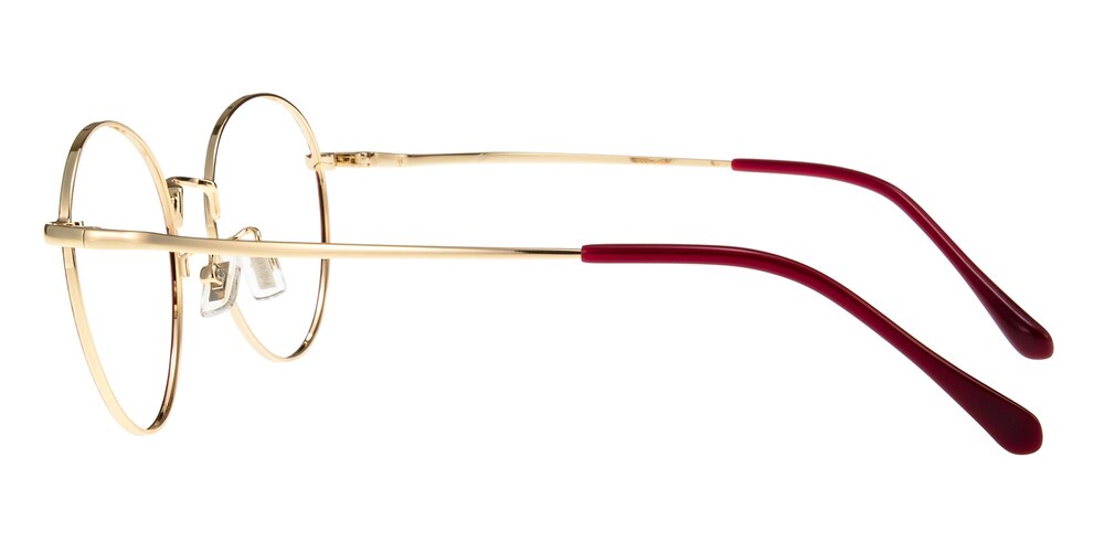 Todd Red/Golden Round Metal Eyeglasses