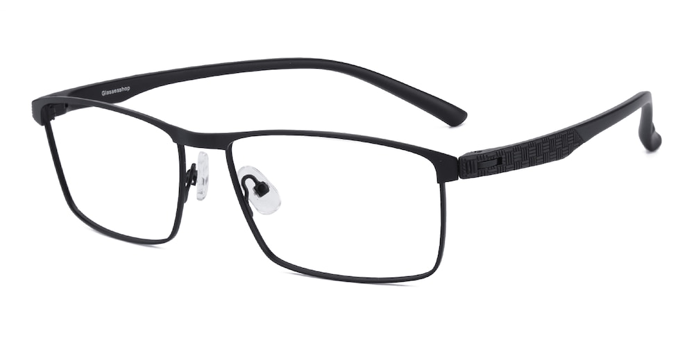 Ansel Black Rectangle Metal Eyeglasses