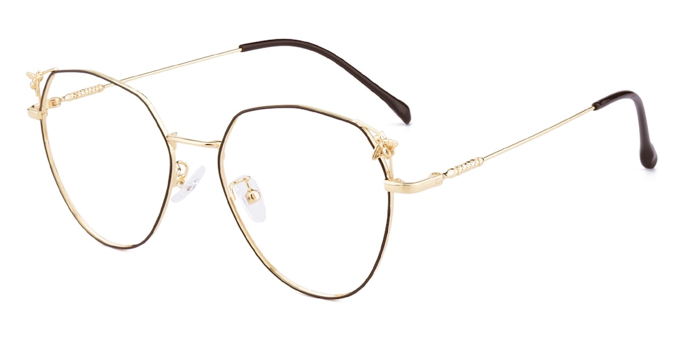 Heloise Black/Golden Cat Eye Metal Eyeglasses
