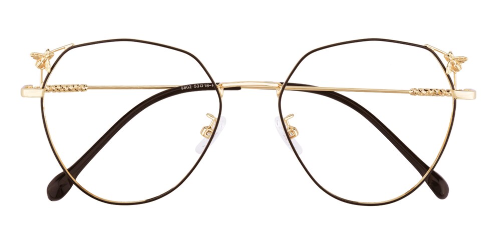 Heloise Black/Golden Cat Eye Metal Eyeglasses
