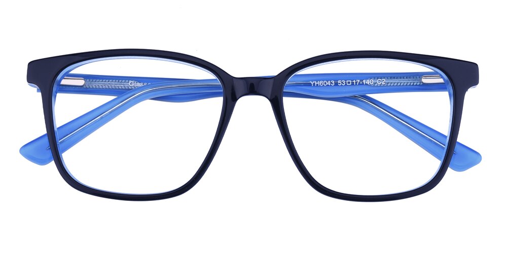 Geraldine Black/Blue Rectangle Acetate Eyeglasses