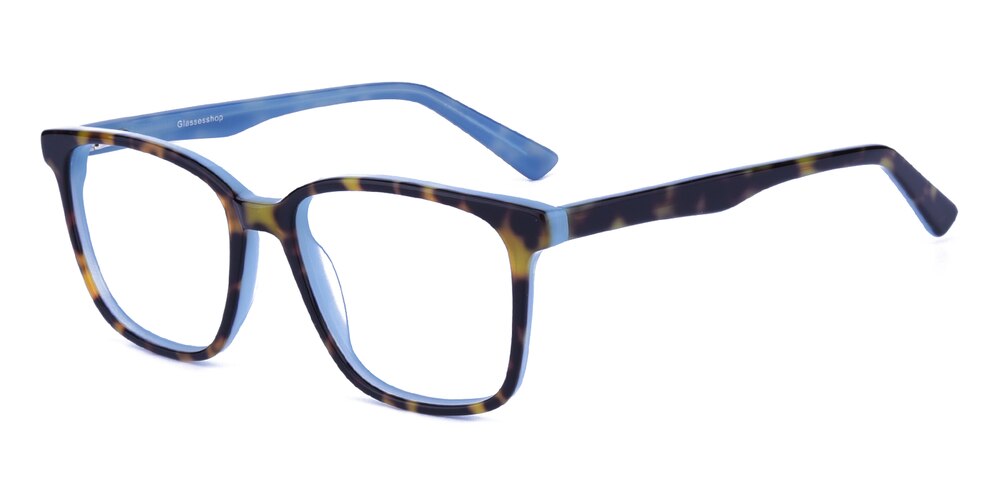Geraldine Tortoise/Blue Rectangle Acetate Eyeglasses