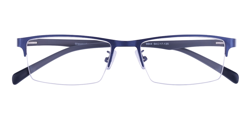 Willie Blue Rectangle Metal Eyeglasses