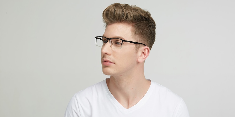 Mason Black/Crystal Rectangle TR90 Eyeglasses