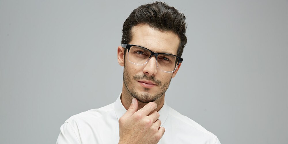 Ahern Black/Crystal Square Acetate Eyeglasses