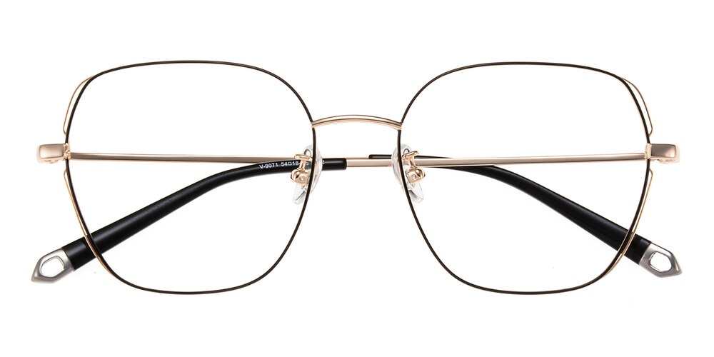 Ferdinand Black/Golden Polygon Titanium Eyeglasses