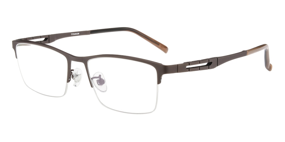 Forster Brown Rectangle Titanium Eyeglasses