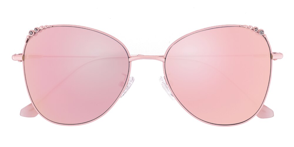 Flynn Pink/Pink mirror-coating Oval Metal Sunglasses