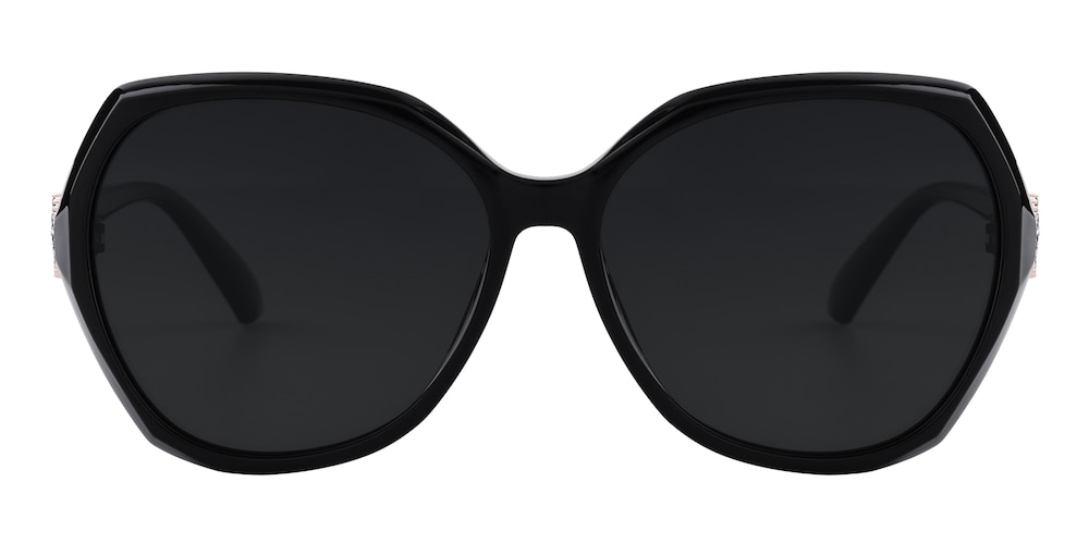 Gallacher Black Polygon Plastic Sunglasses