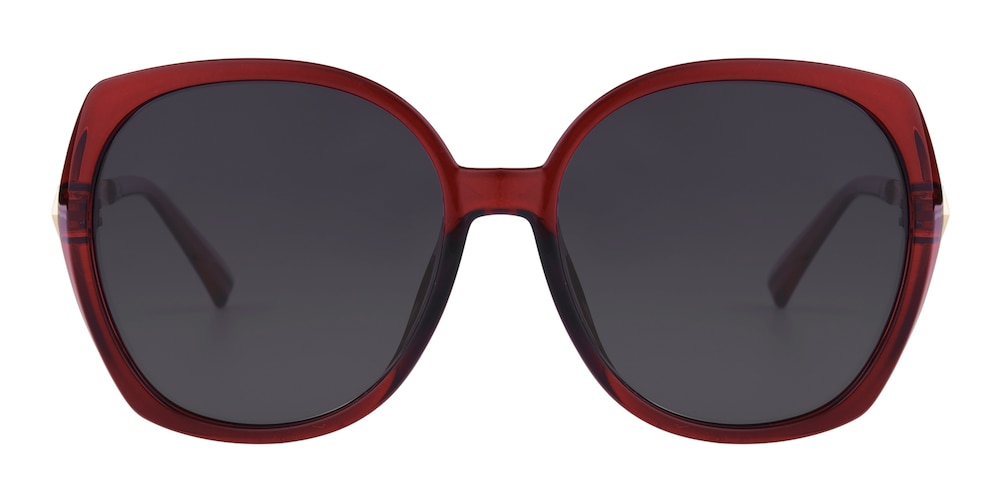 Giles Red Round Plastic Sunglasses