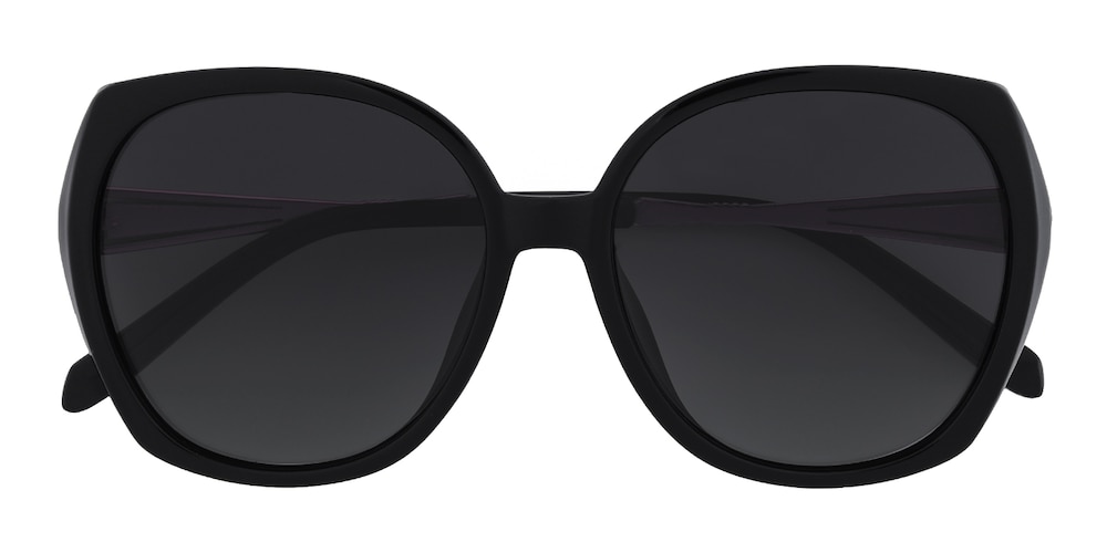 Giles Black Round Plastic Sunglasses