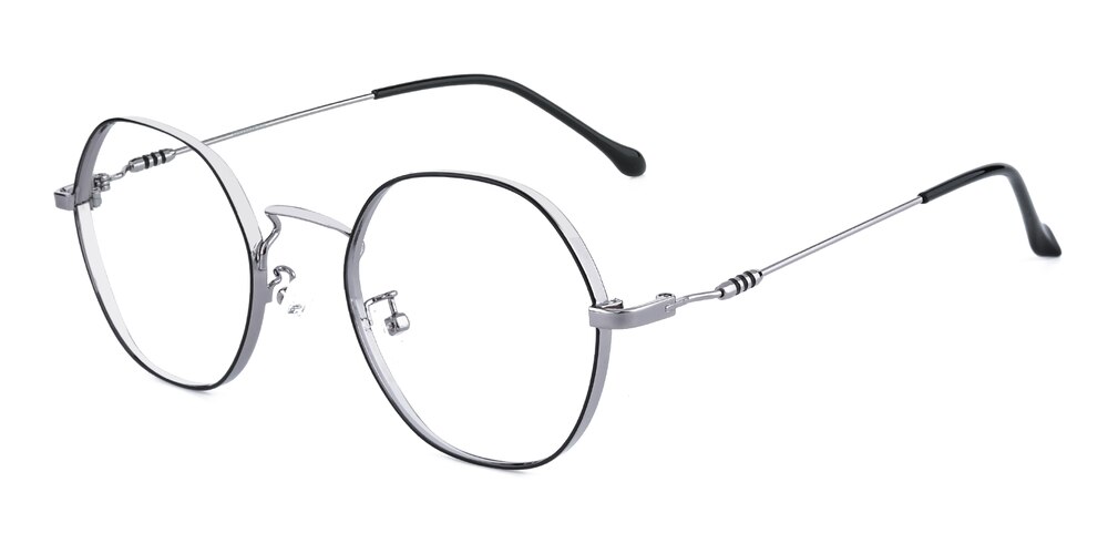 Gissing Black/Silver Round Metal Eyeglasses