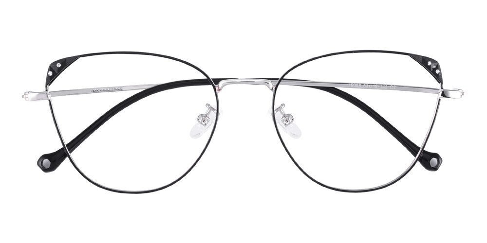 Gladstone Black/Silver Cat Eye Metal Eyeglasses
