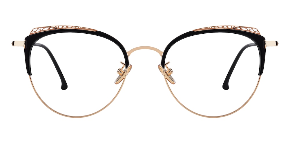 Goose Black/Golden Cat Eye Metal Eyeglasses