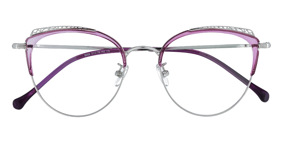 Goose Purple/Silver Cat Eye Metal Eyeglasses