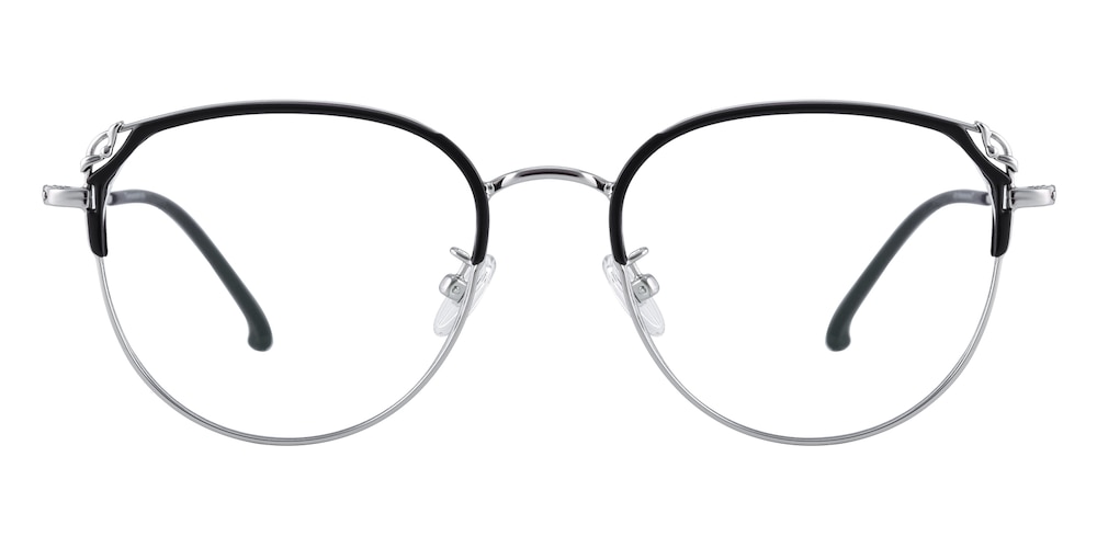 Gracie Black/Silver Cat Eye Metal Eyeglasses