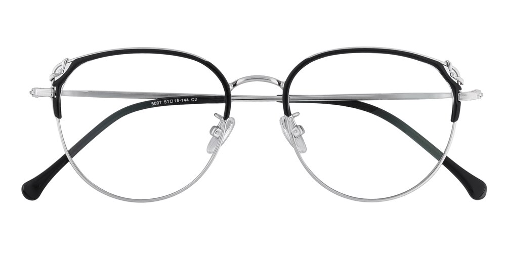 Gracie Black/Silver Cat Eye Metal Eyeglasses