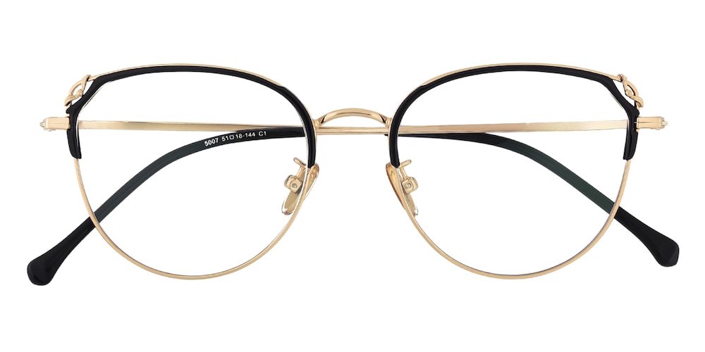 Gracie Black/Golden Cat Eye Metal Eyeglasses