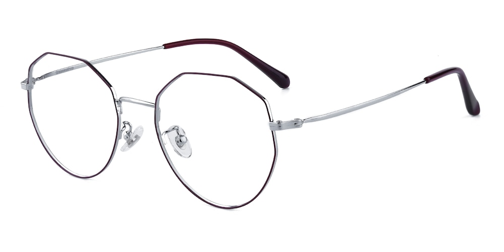 Gresham Burgundy/Silver Polygon Titanium Eyeglasses