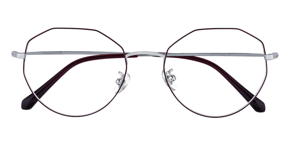 Gresham Burgundy/Silver Polygon Titanium Eyeglasses