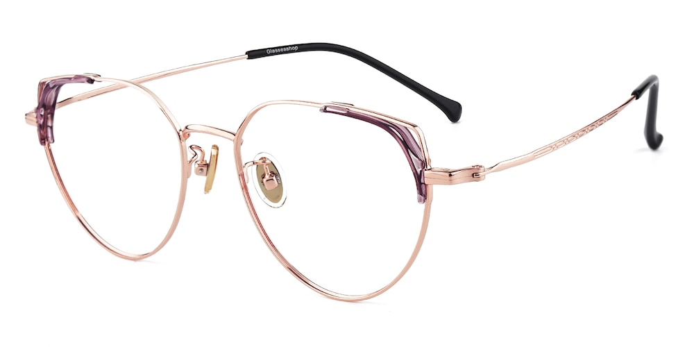 Gunther Rose Golden/Purple Cat Eye Metal Eyeglasses