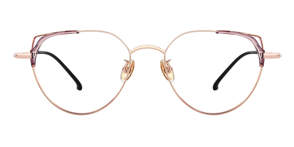 Gunther Rose Golden/Purple Cat Eye Metal Eyeglasses