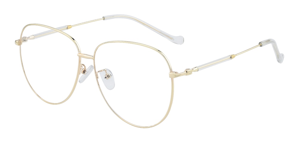Fresh Golden Aviator Metal Eyeglasses