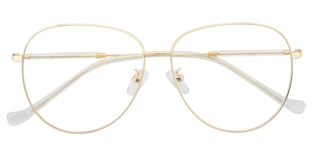 Fresh Golden Aviator Metal Eyeglasses
