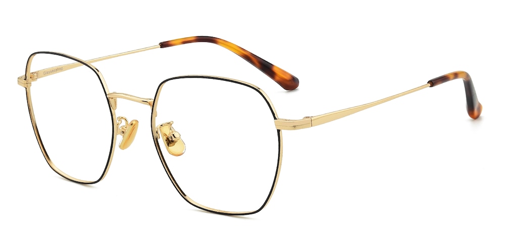 Harvey Black/Golden Polygon Metal Eyeglasses