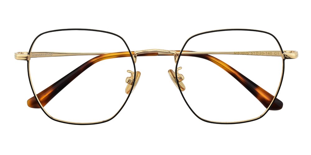 Harvey Black/Golden Polygon Metal Eyeglasses