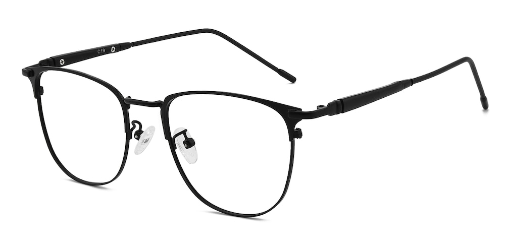 Haywood Black Oval Metal Eyeglasses