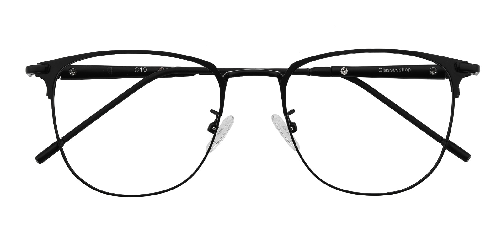 Oval,Classic Wayframe Eyeglasses, Full Frame Black Metal - FM1353