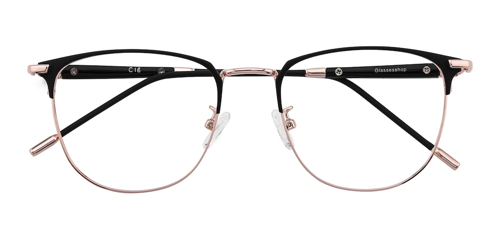 Haywood Black/Rose Gold Oval Metal Eyeglasses