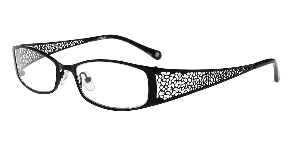 Hazlitt Black Oval Titanium Eyeglasses