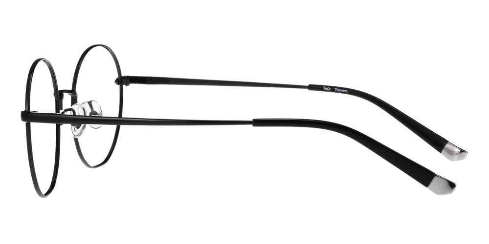 Hewlett Black Round Titanium Eyeglasses