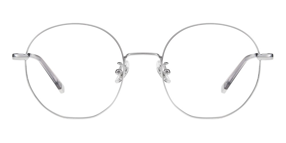 Hewlett Silver Round Titanium Eyeglasses