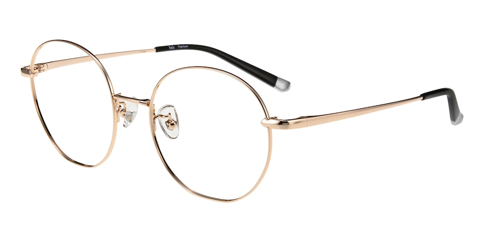 Hewlett Rose Gold Round Titanium Eyeglasses