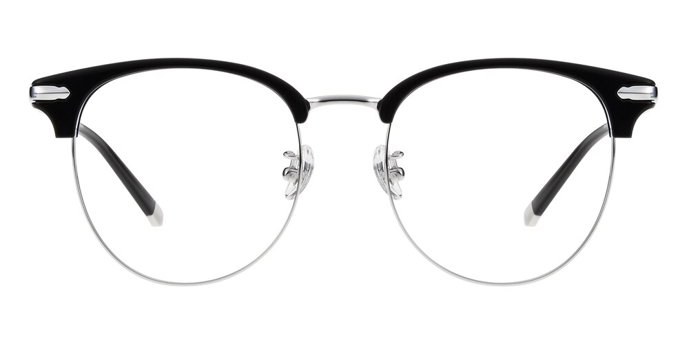 Hodge Black/Silver Classic Wayframe Titanium Eyeglasses