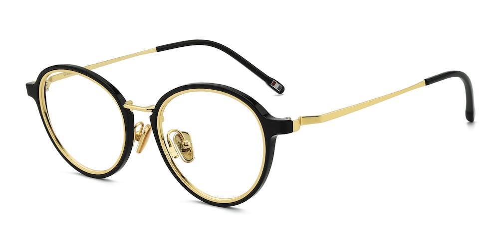 Holmes Black/Golden Oval Acetate Eyeglasses