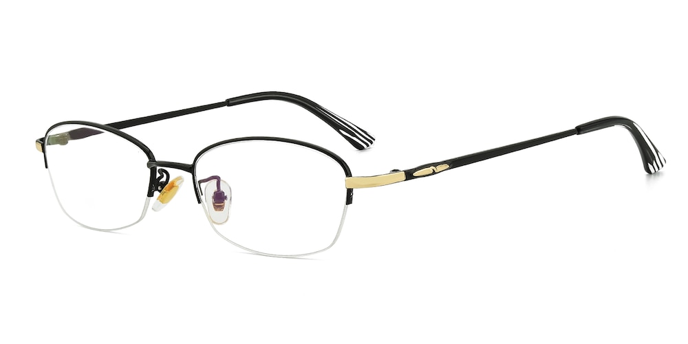 Hosea Black Oval Metal Eyeglasses