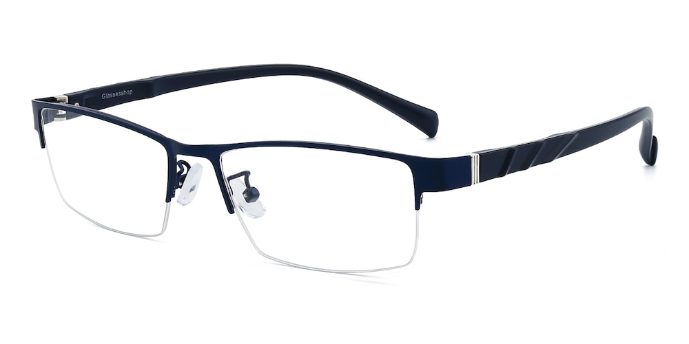 Horatio Blue Rectangle Metal Eyeglasses