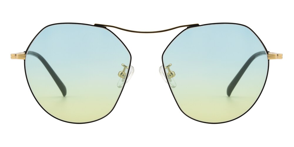 Halifax Black/Golden Aviator Titanium Sunglasses