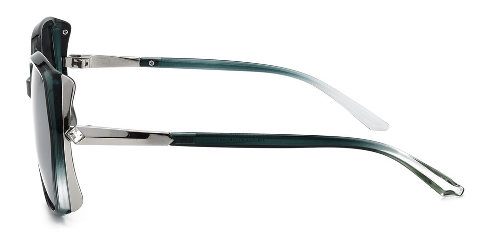 Hansen Green/Silver Mirror-coating Polygon Plastic Sunglasses