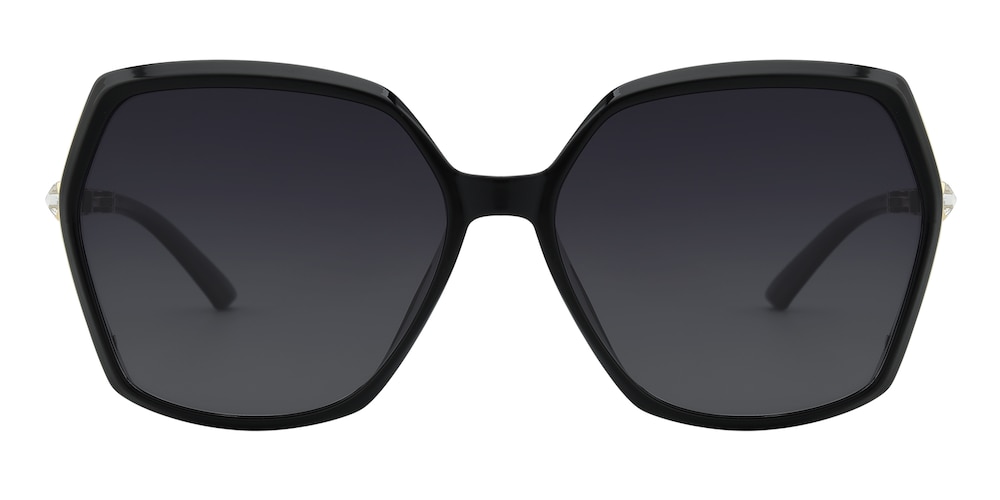 Hansen Black Polygon Plastic Sunglasses